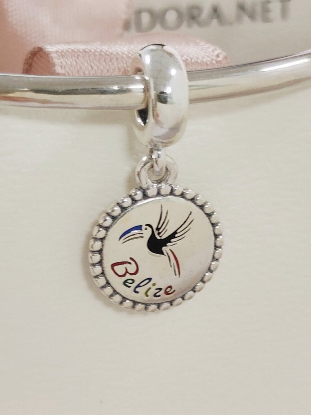 Pandora Belize Country Exclusive Toucan Logo Dangle Charm S925 Silver with box